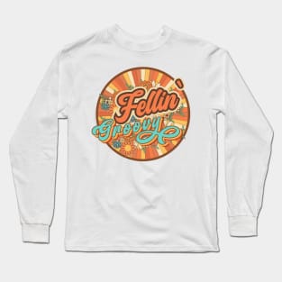 Fellin groovy Runner retro quote  gift for running Vintage floral pattern Long Sleeve T-Shirt